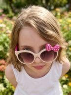 Kids Sunglasses Polka Dot Bow Tie Round Frame UV400 Protection
