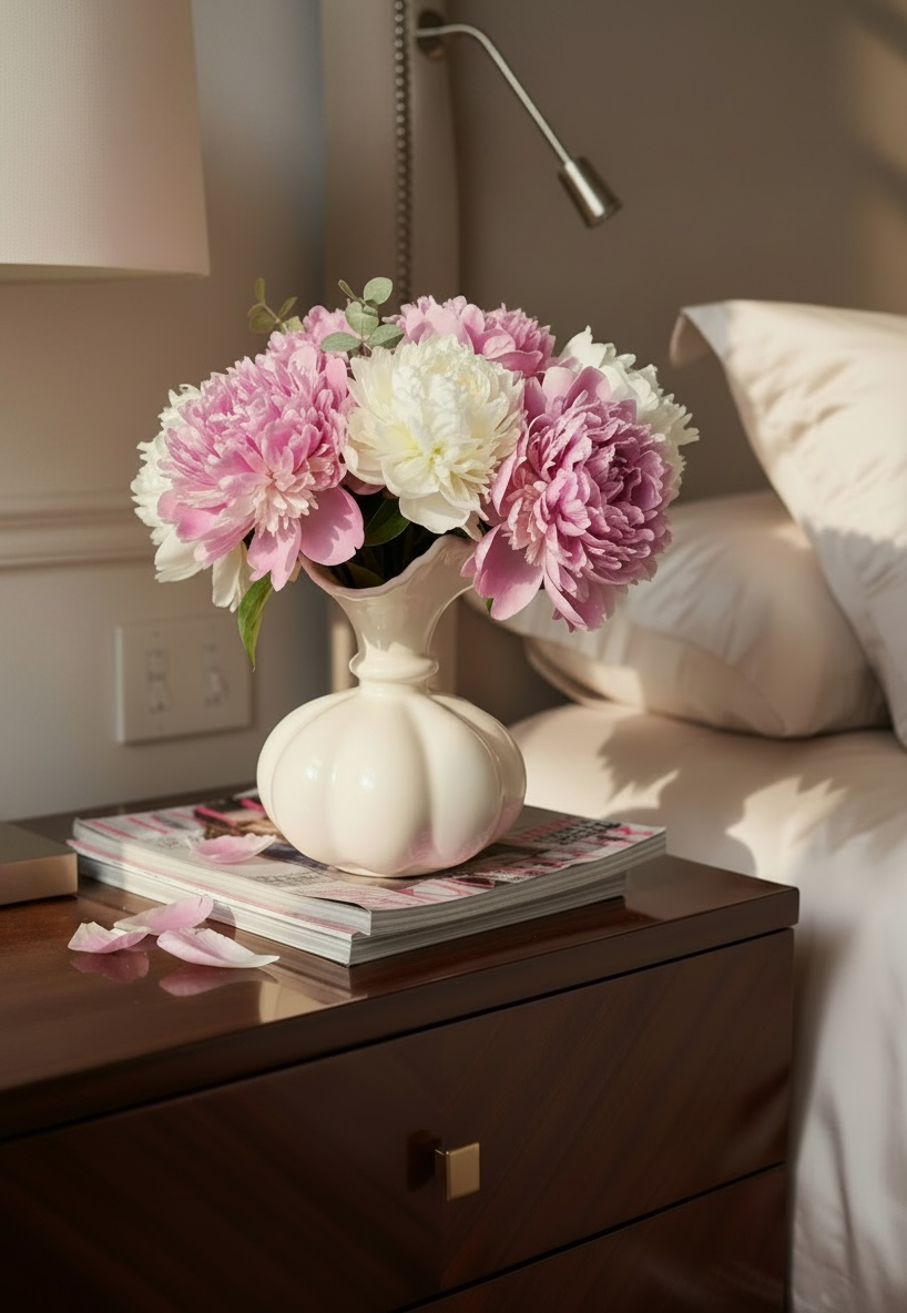 Nordic-Style Ceramic Cream-White Ruffle Pumpkin Design Vase