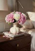 Nordic-Style Ceramic Cream-White Ruffle Pumpkin Design Vase