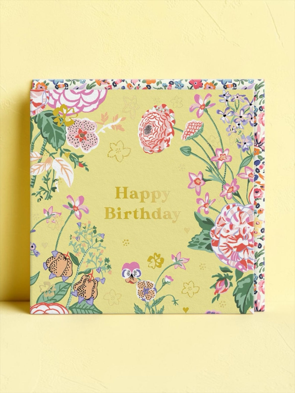 Yellow Birthday Floral Mini Square Greeting Card 
Designed by: Cath Kidston