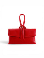 Elegant Loop Handle Italian Leather Clutch Bag