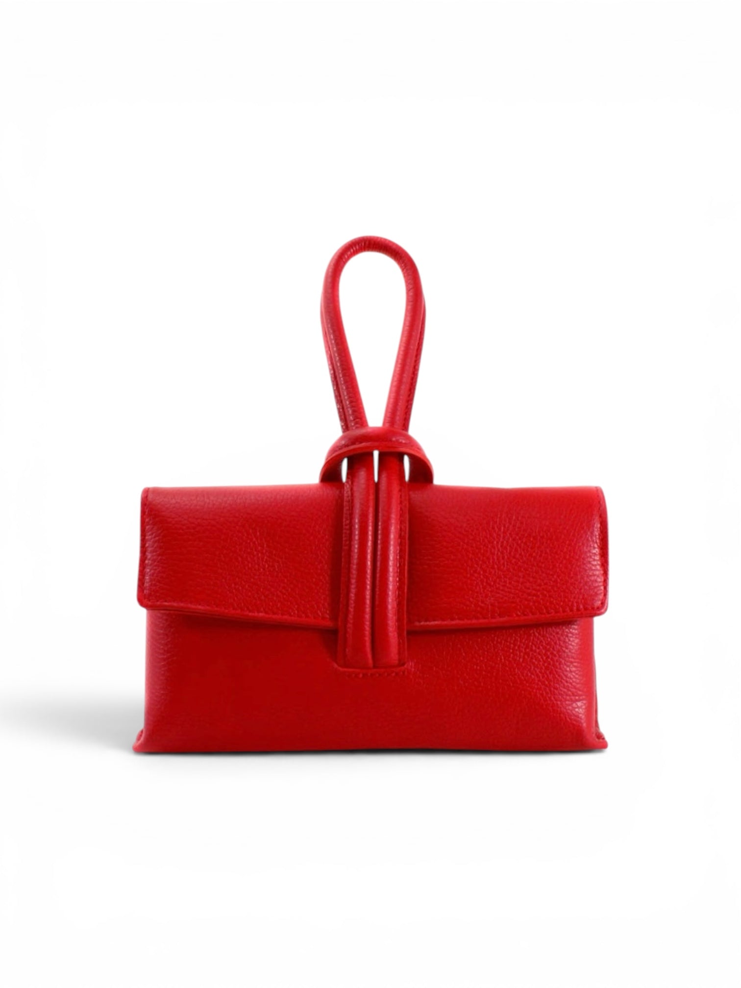 Elegant Loop Handle Italian Leather Clutch Bag