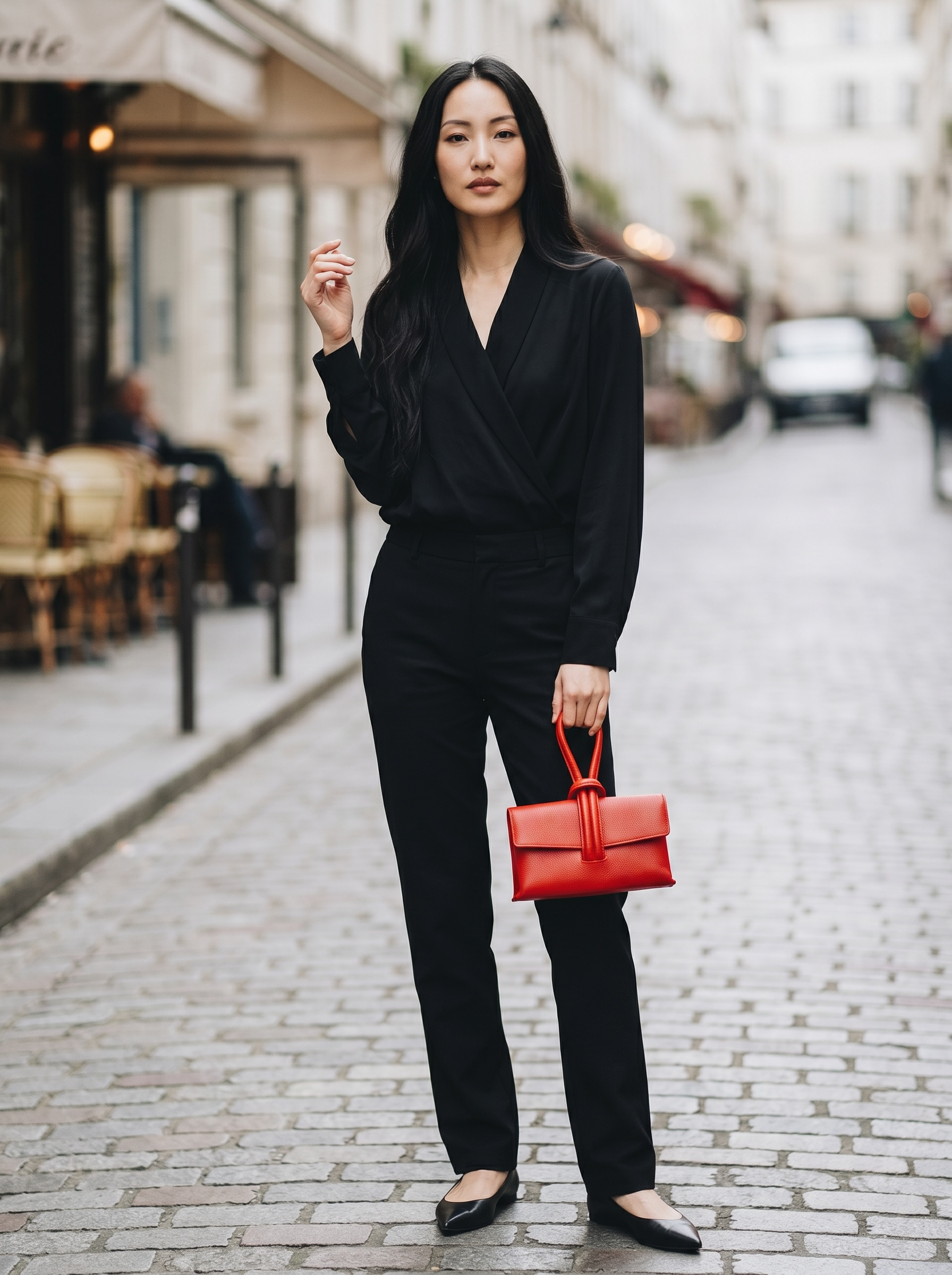 Elegant Loop Handle Italian Leather Clutch Bag