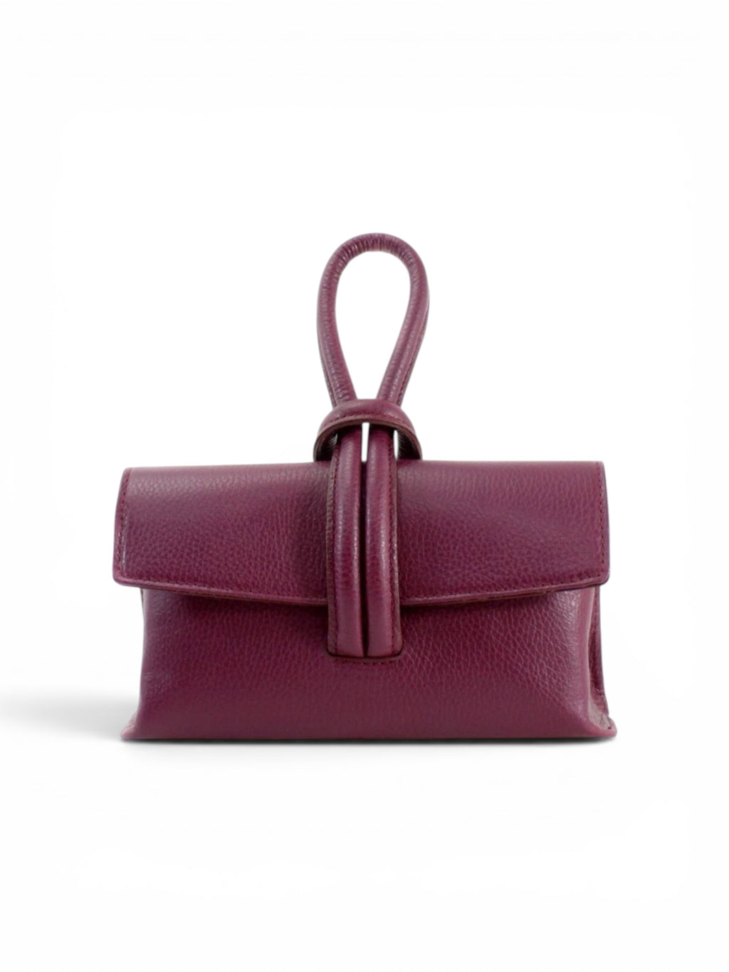 Elegant Loop Handle Italian Leather Clutch Bag