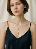 Star Lariat Necklace – Stainless Steel, Gold Plated, Zirconia