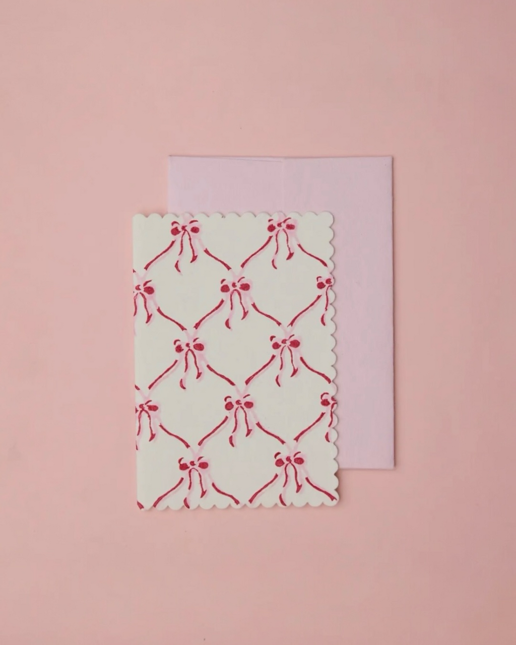 Block Printed Greeting Card- Bows Pink Sorbet by Paper Mirchi