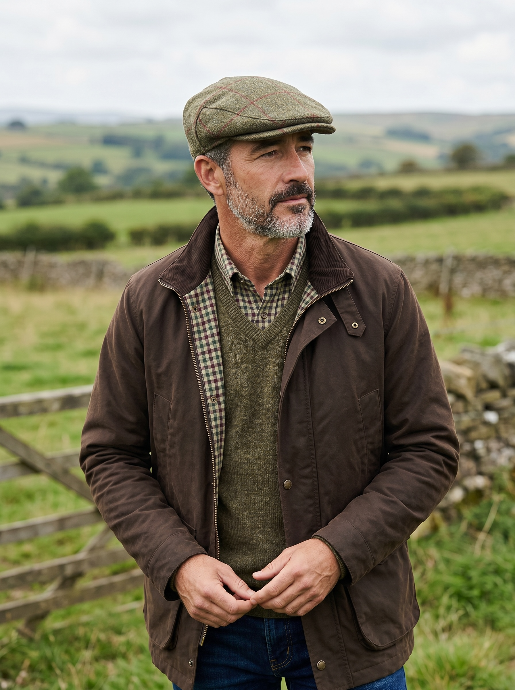 Kinloch Waterproof British Tweed Flat Cap by Heather Hats & Accessories