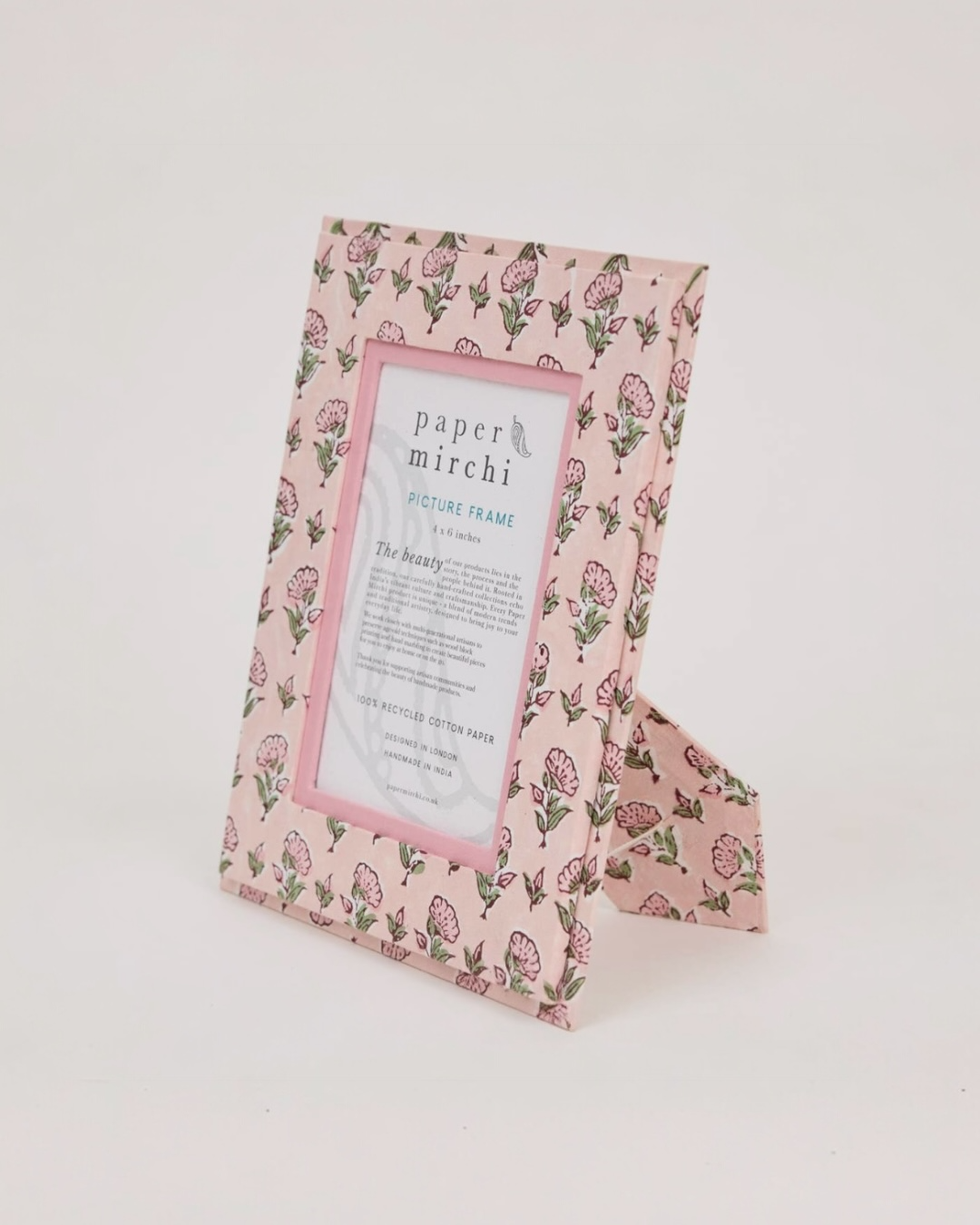 Block Printed Picture Frame (4x6) - Ditsy Floral Blush by Paper Mirchi