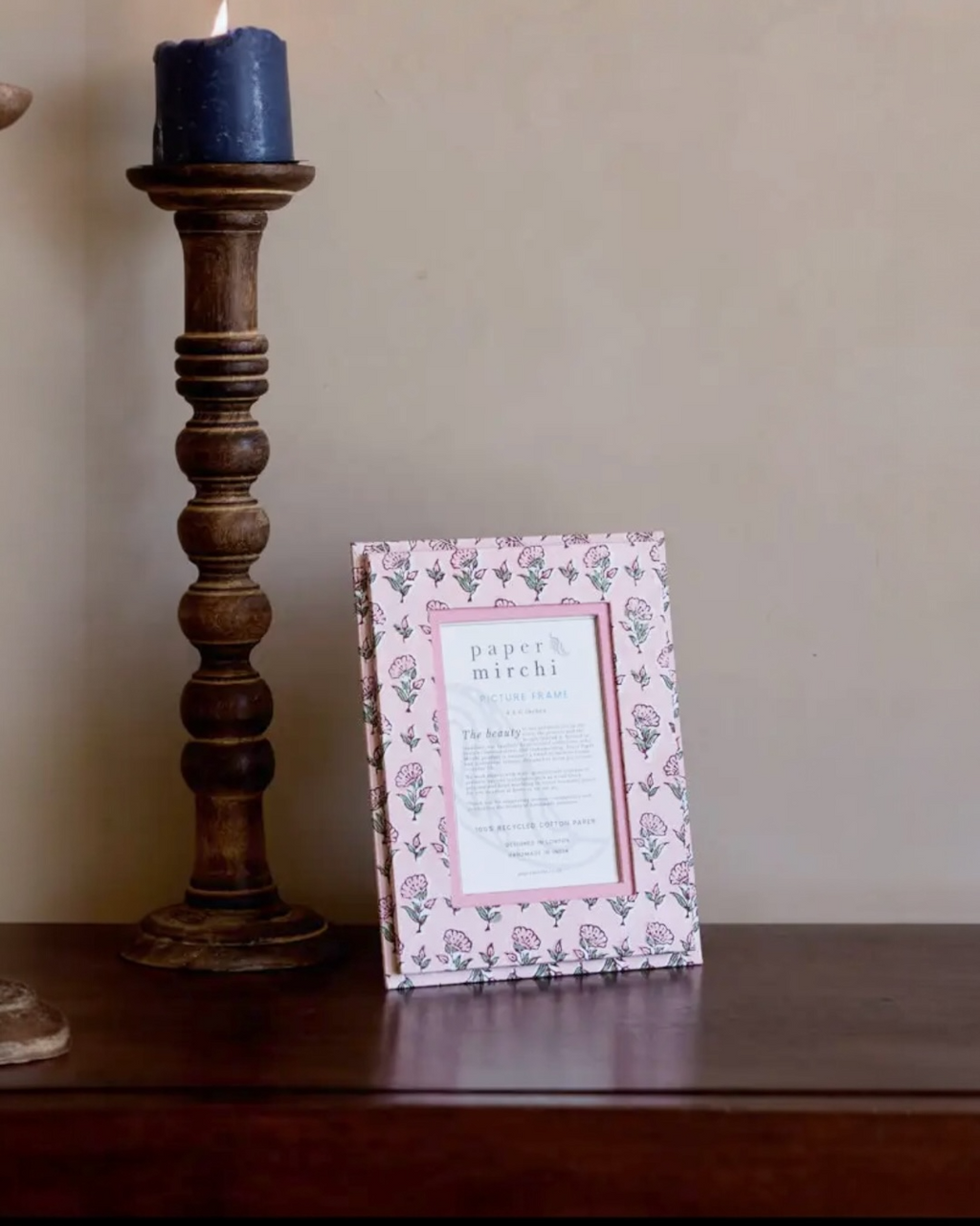 Block Printed Picture Frame (4x6) - Ditsy Floral Blush by Paper Mirchi
