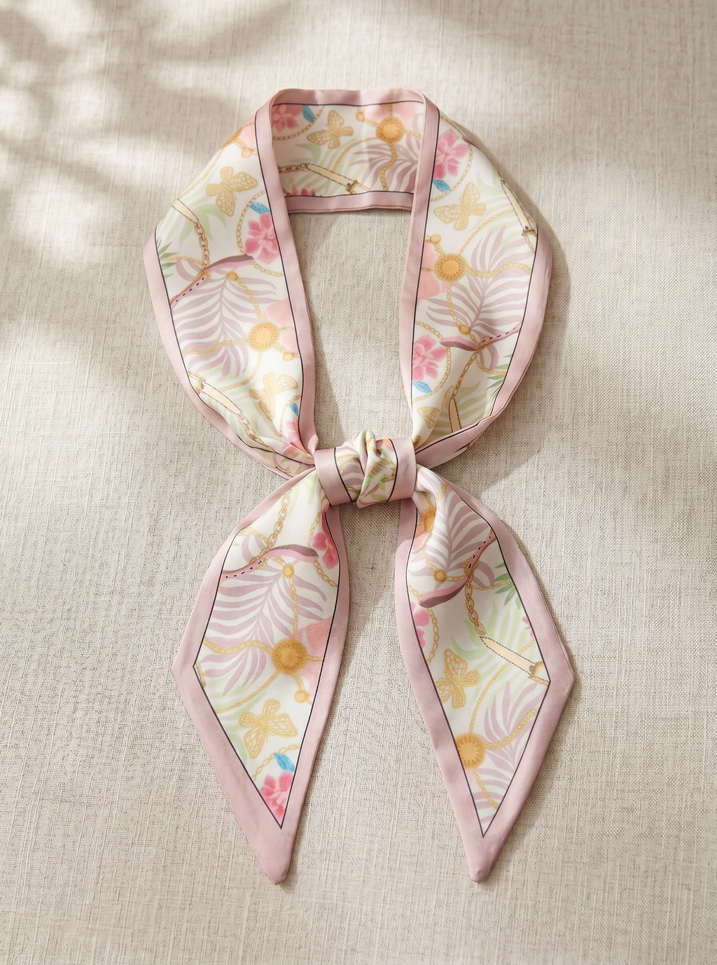 Pink Gold Chain Butterfly Tilly Scarf And Imitation Pearl Alloy Ring Set by Pink Shop UK