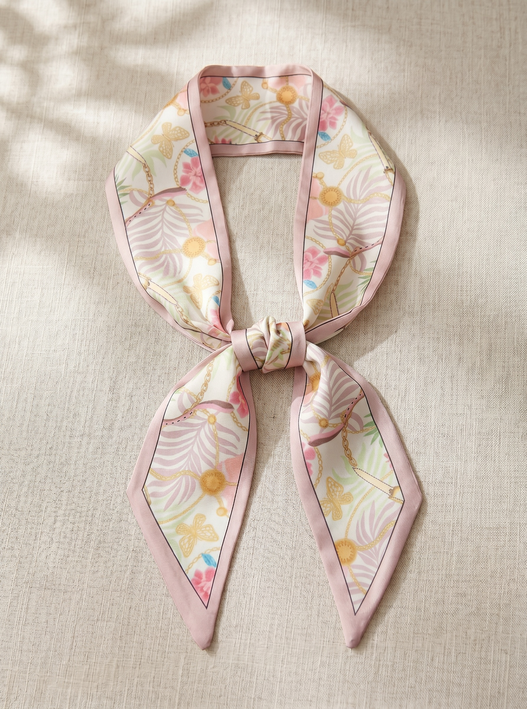 Pink Gold Chain Butterfly Tilly Scarf And Imitation Pearl Alloy Ring Set by Pink Shop UK