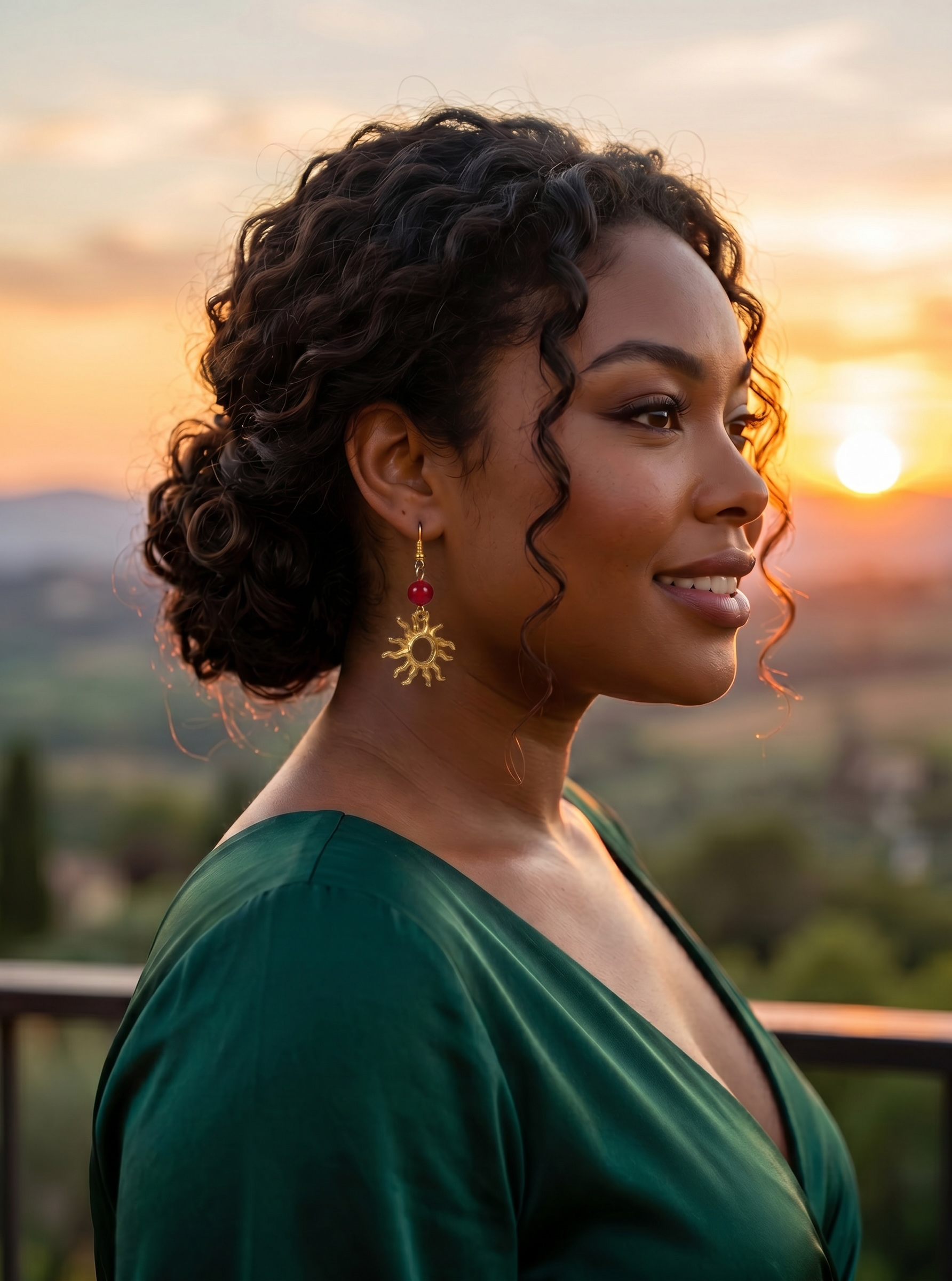 Natural Carnelian Alloy Sun Dangle Earrings by Pink Shop UK