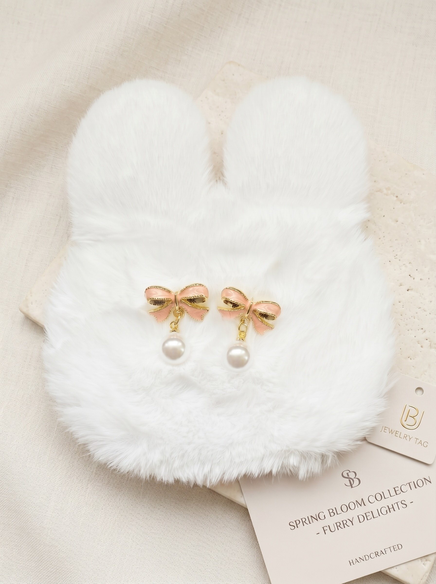 Pink Bow Imitation Pearl Drop Earrings, Alloy Enamel, 925 Sterling Silver Earring Post by Pink Shop UK