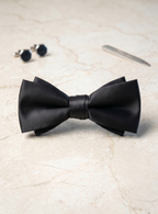 Classic Black/Blue Satin Bow Tie – 12 cm × 6 cm – Adjustable Neck Strap by Pink Shop UK