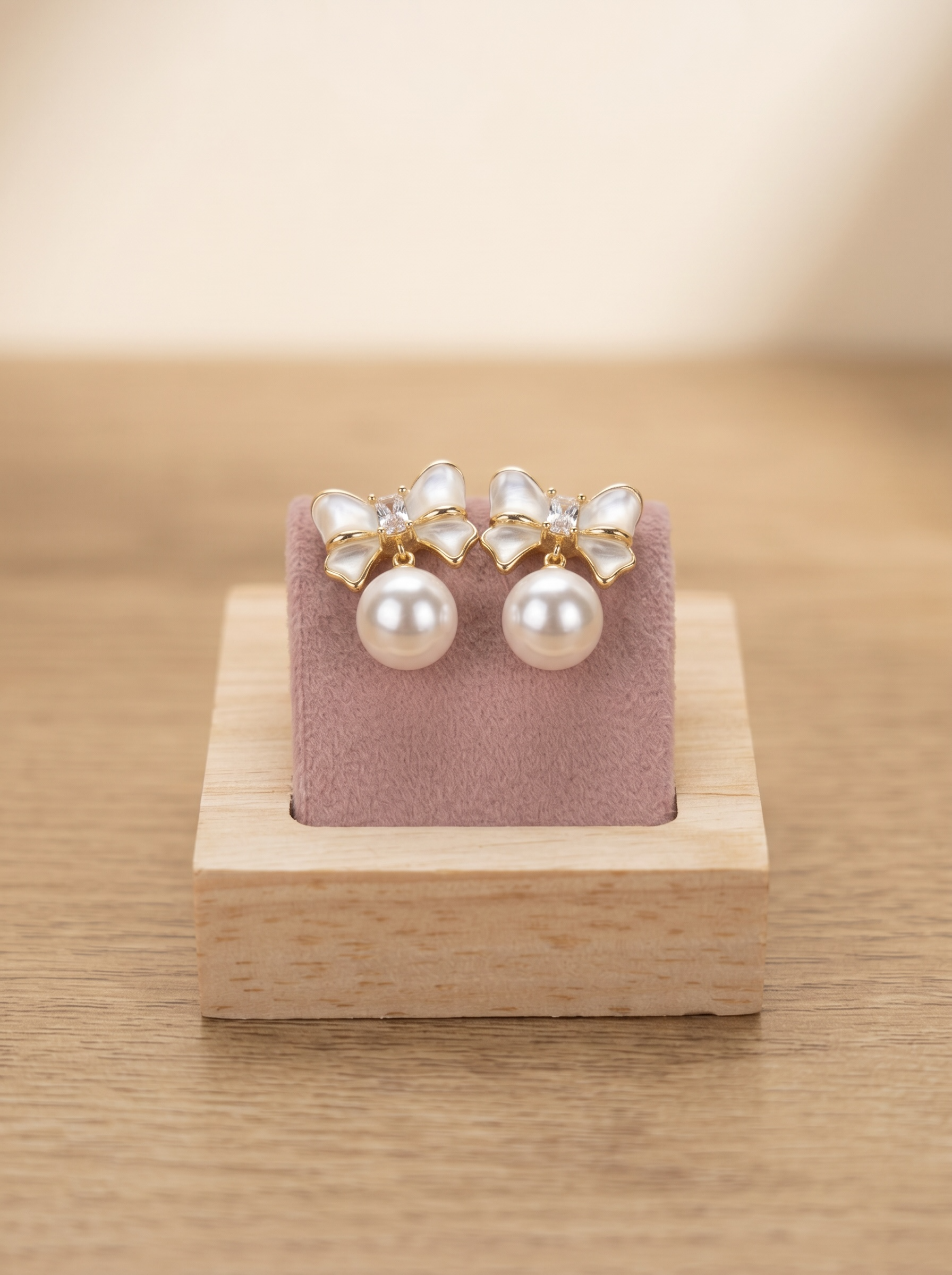 Elegant Bowknot & Pearl Drop Earrings – 925 Sterling Silver Posts by Pink Shop UK