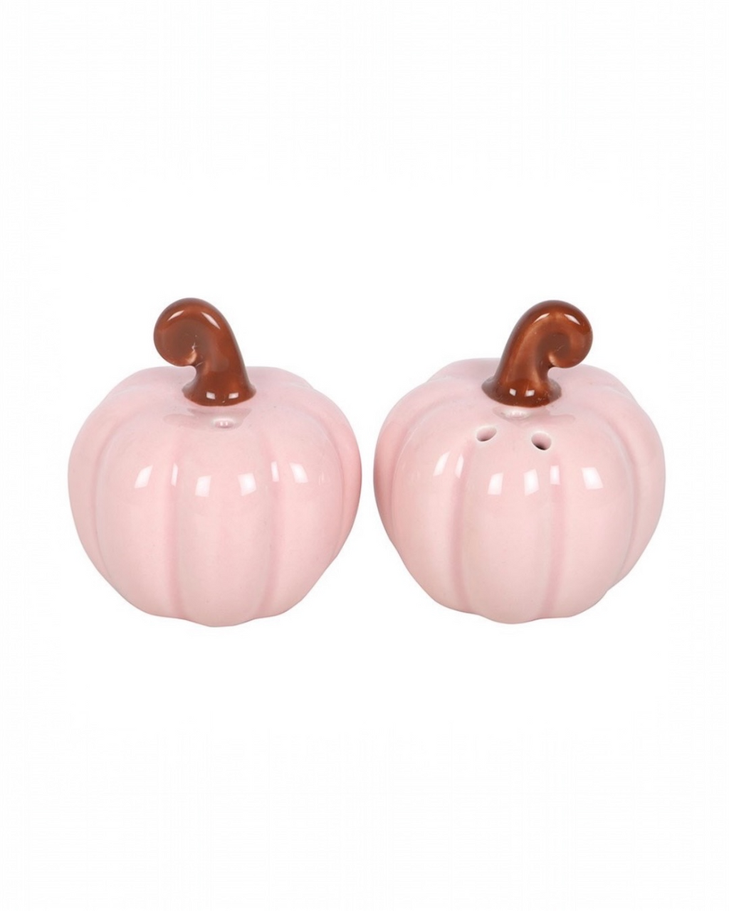 Pink Curly Pumpkin Ceramic Salt & Pepper Shaker Set