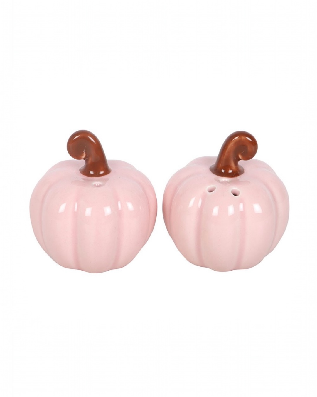 Pink Curly Pumpkin Ceramic Salt & Pepper Shaker Set
