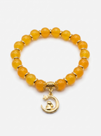 Moon & Bunny Yellow Bead Alloy Charm Bracelet – Two Children’s Sizes, Handcrafted by Artist Kristine Keina
