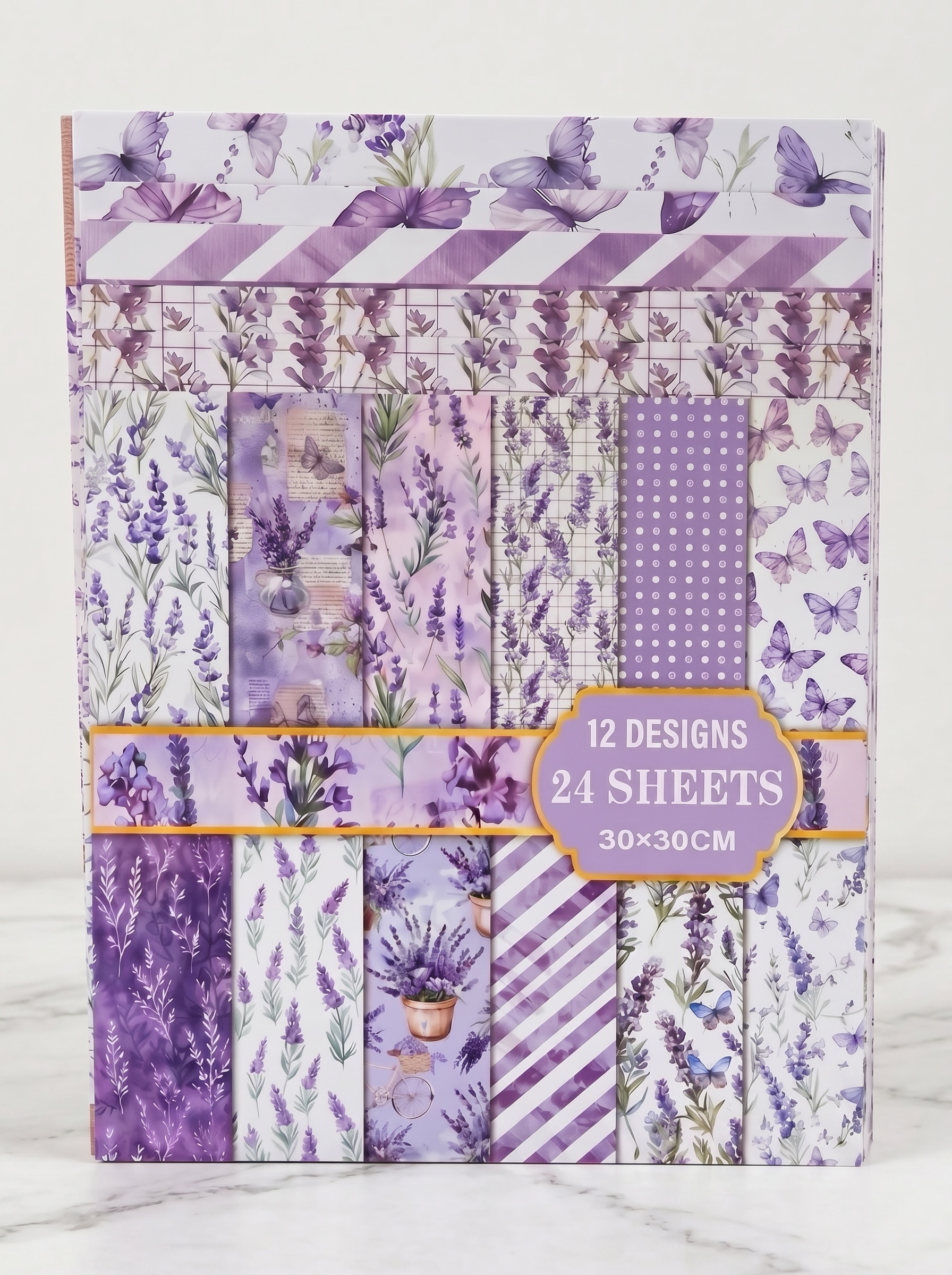 Lavender Purple Floral Butterfly Craft Paper