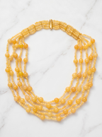 Artist Handcrafted Multi‑Strand Natural Premium Quality Yellow Jade Statement Necklace by Kristine Keina