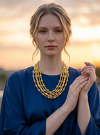 Artist Handcrafted Multi‑Strand Natural Premium Quality Yellow Jade Statement Necklace by Kristine Keina