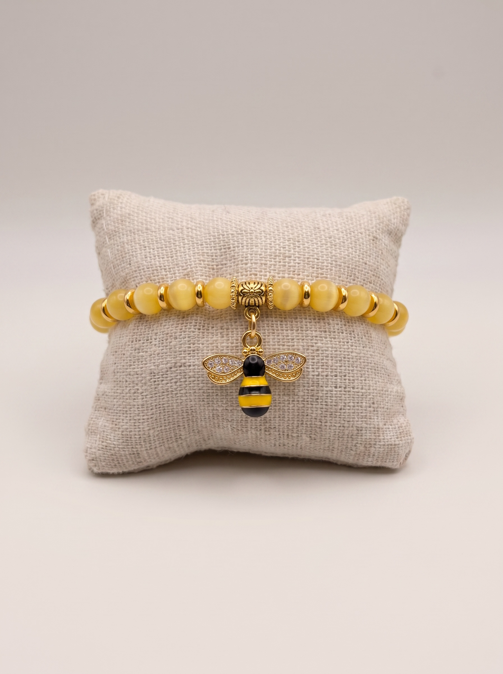 Sweet Bee Yellow Topaz Stretch Bracelet – For Girls & Teens (Age 10+), Handcrafted by Artist Kristine Keina