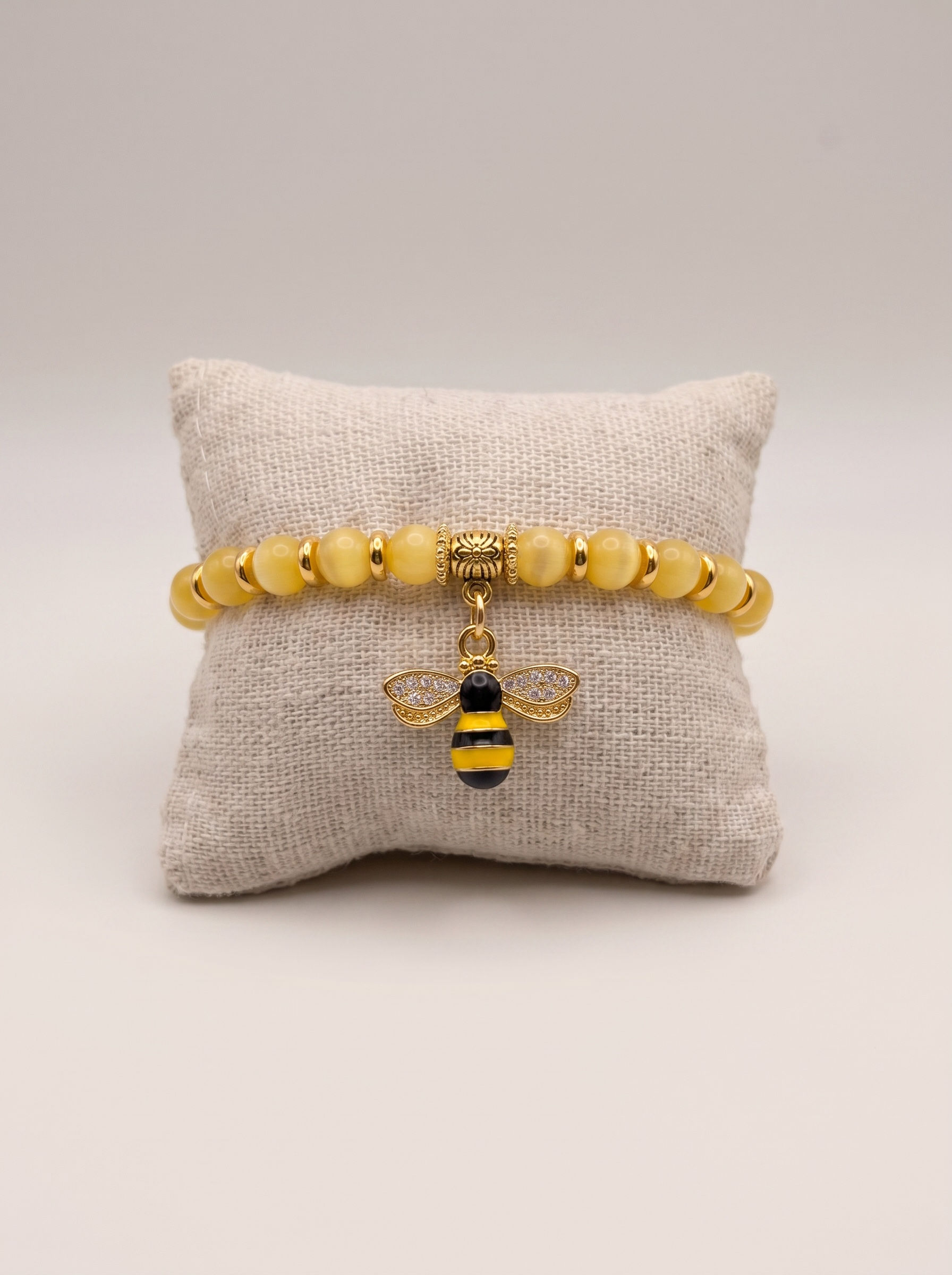 Sweet Bee Yellow Topaz Stretch Bracelet – For Girls & Teens (Age 10+), Handcrafted by Artist Kristine Keina