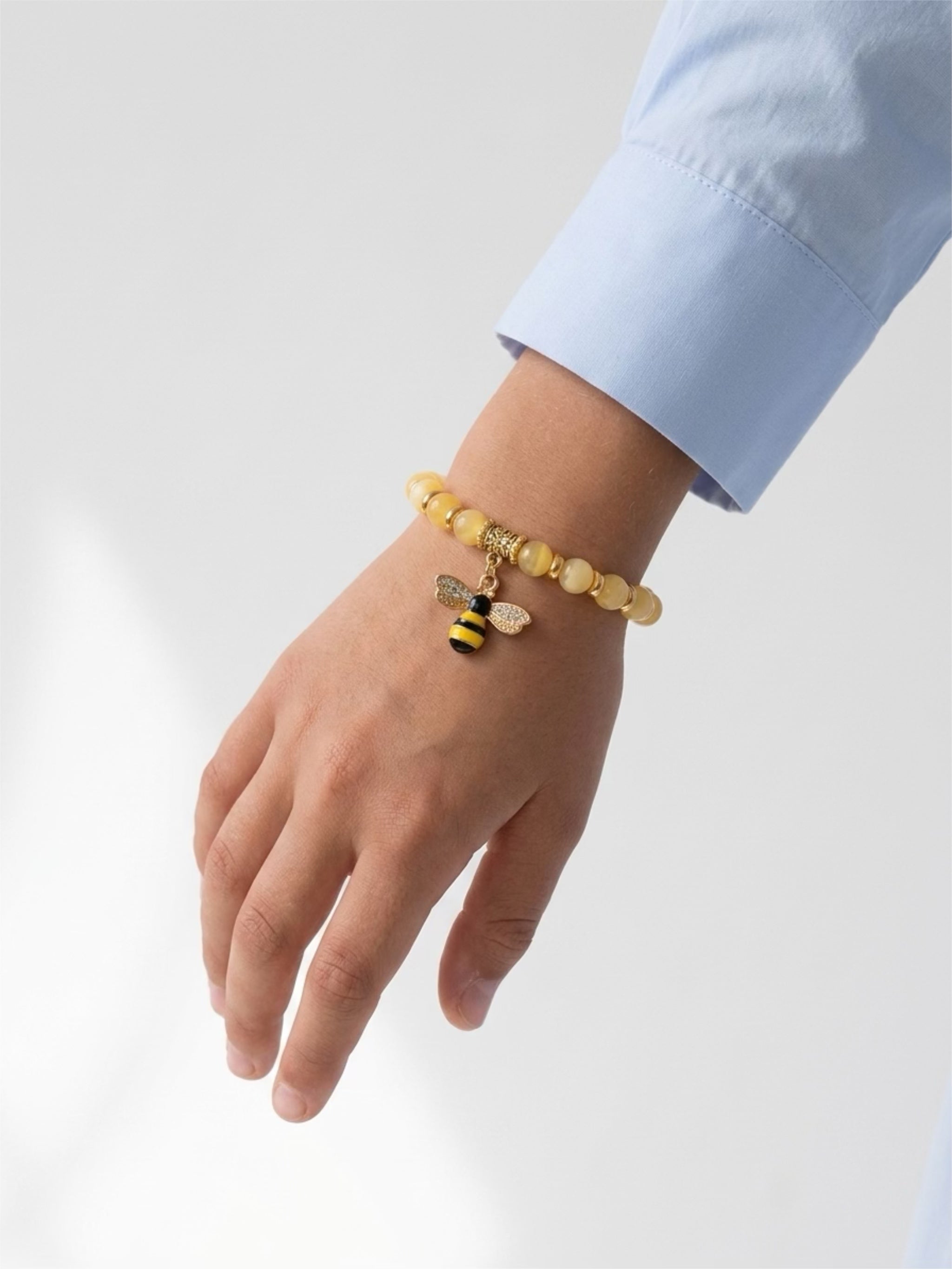Sweet Bee Yellow Topaz Stretch Bracelet – For Girls & Teens (Age 10+), Handcrafted by Artist Kristine Keina