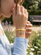 Sweet Bee Yellow Topaz Stretch Bracelet – For Girls & Teens (Age 10+), Handcrafted by Artist Kristine Keina