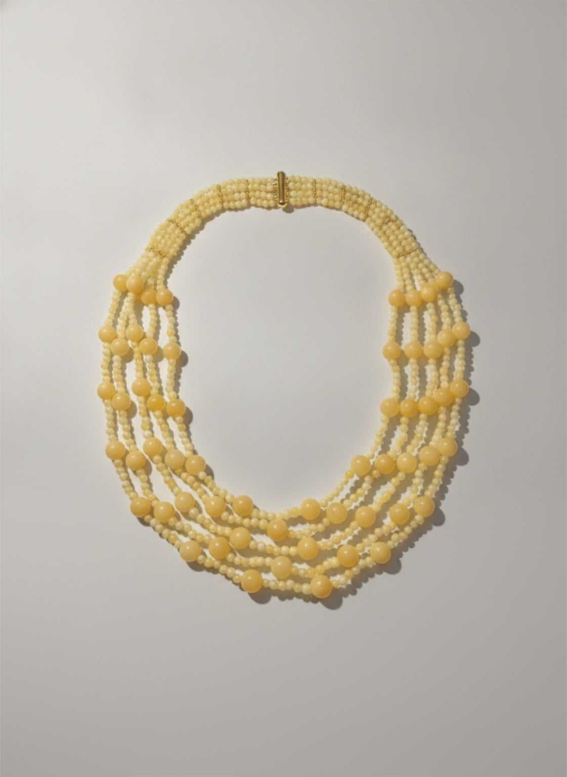 Artist Handcrafted Multi‑Strand Natural Premium Quality Yellow Jade Statement Necklace by Kristine Keina