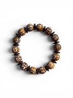 Guardian Bracelet – Large Tibetan dZi Agate & Coconut Discs/ Handcrafted by Artist Kristine Keina