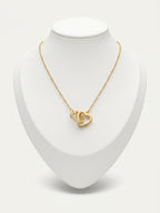 Gold Interlocking Double Heart Pendant Necklace by Pink Shop UK