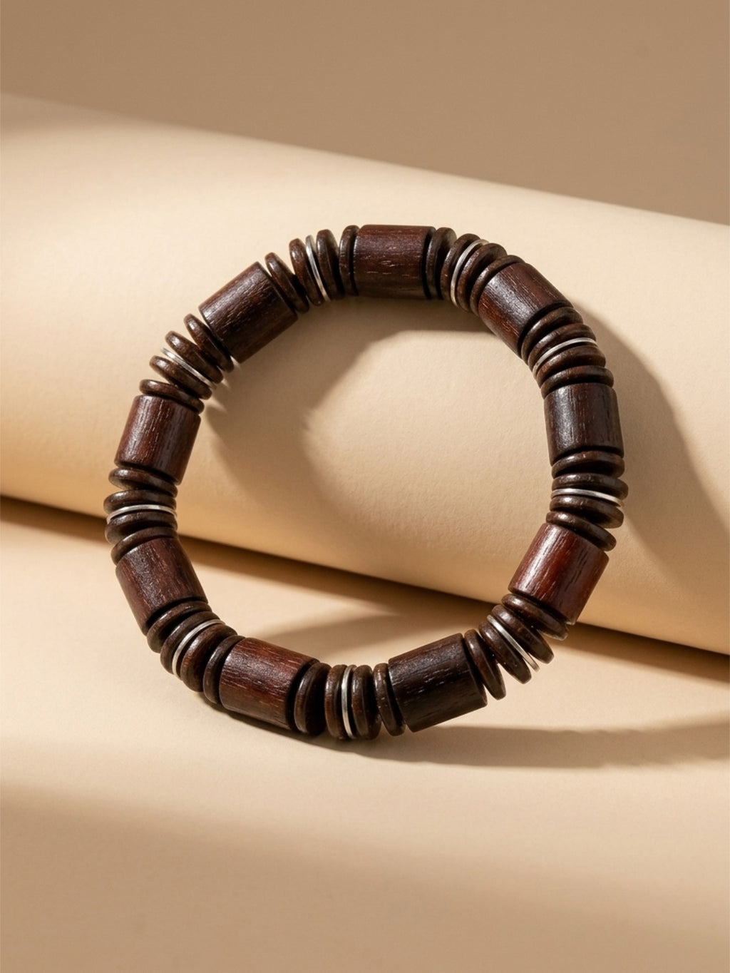 Men’s Sandalwood, Coconut And Alloy Beads Stretch Bracelet by Kristine Keina