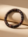 Men’s Sandalwood, Coconut And Alloy Beads Stretch Bracelet by Kristine Keina