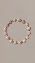 Eva Bracelet – Elegant Porcelain Beads with Alloy Spacer Discs Bracelet Handcrafted by Artist Kristine Keina